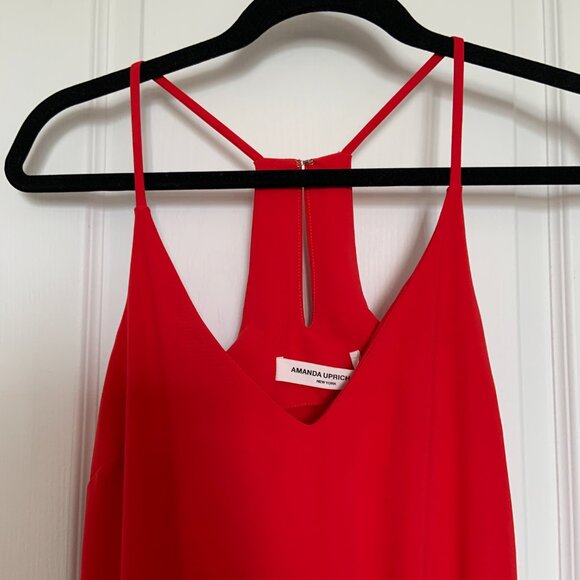 Amanda Uprichard Madison Jumpsuit Red Spaghetti Strap Romper Pantsuit Size P - Picture 8 of 16